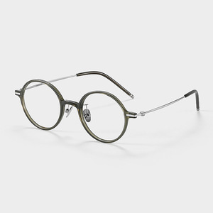 Danyang – monture de lunettes ronde en titane pur, monture complète légère pour femmes, visage petit, lentille en plastique noir, 9202 - Product Image 2