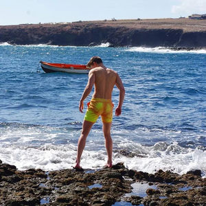 กางเกงว่ายน้ำสำหรับผู้ชายกางเกงชายหาดแบบแห้งเร็วระบายอากาศได้ดีกางเกงว่ายน้ำขาสั้นผ้าโพลีเอสเตอร์100% แบบถัก - Product Image 5