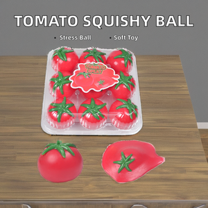 Sensory Anti-Stress Shaped for <b>Squishy</b> Ball Soft Tomato Vegetable Fruit Toy for Kids and Adults Made of Silicone Plastic - Product Image 3
