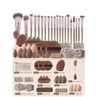 Ensemble professionnel de 51 pinceaux de maquillage en nylon, best-seller, compatible avec les correcteurs, incluant des houppettes pour le visage et les yeux