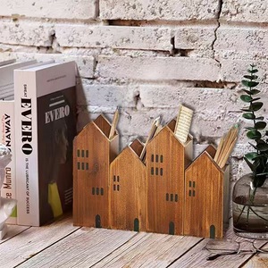 Japanese Retro Style Wooden Pen Holder Creative Desk Organizer Square Shape Office Desktop Storage <b>Box</b> For Pens Pencils <b>Makeup</b> - Product Image 3