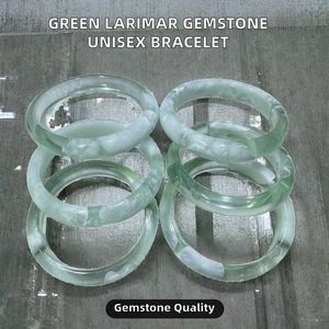 Pulseras Redondas de Larimar Verde Natural Clásico al por Mayor para Mujeres y Hombres, Joyería de Piedras Preciosas de Alta Calidad para Regalo - Product Image 2