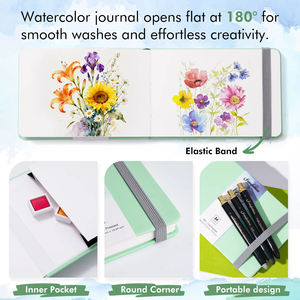 <span class=keywords><strong>Bloc</strong></span> <span class=keywords><strong>de</strong></span> <span class=keywords><strong>papier</strong></span> <span class=keywords><strong>aquarelle</strong></span> en coton 100% <span class=keywords><strong>de</strong></span> haute qualité Fontainebleau, vert, 24 feuilles, pressé à froid, 300g, 4*6 pouces, pour artistes - Product Image 5