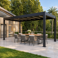 Pergola motorisée de luxe en aluminium à lames orientables avec toit à lames réglables et éclairage LED intégré pour patio, jardin et terrasse extérieurs