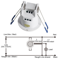 Interrupteur à détecteur de mouvement infrarouge miniature 12V, détecteur PIR encastré au plafond, flux lumineux, sécurité, interrupteur inductif au plafond