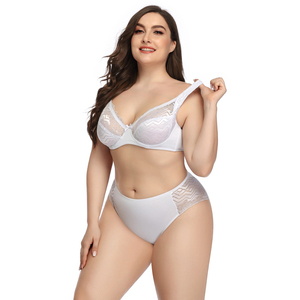 Sous-vêtements sexy pour femmes, <span class=keywords><strong>lingerie</strong></span> respirante de couleur unie, ensembles de soutien-gorge et culottes grande taille - Product Image 3