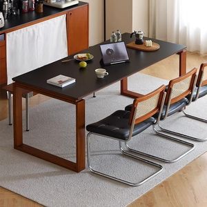 Table en bois massif de style japonais, rectangulaire, grande table, petit appartement, bureau, établi simple, vente en gros d'usine - Product Image 1