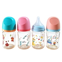 Biberon anti-colique 180 ml pour nouveau-né et bébé d'un an, avec tétine imitation sein et paille intégrée