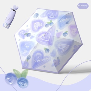 Paraguas Plegable 50% con Asa de Agarre, Diseño de Frutas Frescas, Pegamento Negro, Protección Solar, Doble Uso, Control Automático, Publicitario/Regalo, Impresión para Mujer - Product Image 6