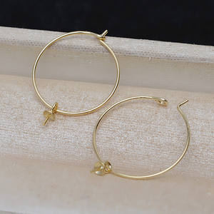 Handmade DIY Women's <b>Earrings</b> Earnail 3 Bead Silver (S925) and Pearl Empty <b>Holder</b> Accessories Gold Plated 6mm Size 4790 - Product Image 1