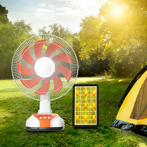2024 New Model 12 Inch 9 Blades Solar Power Energy Table Fan Cooling Led Light Rechargeable Ac Fan Home Office EP-2112A-9 <b>Usb</b> Fa - Product Image 5