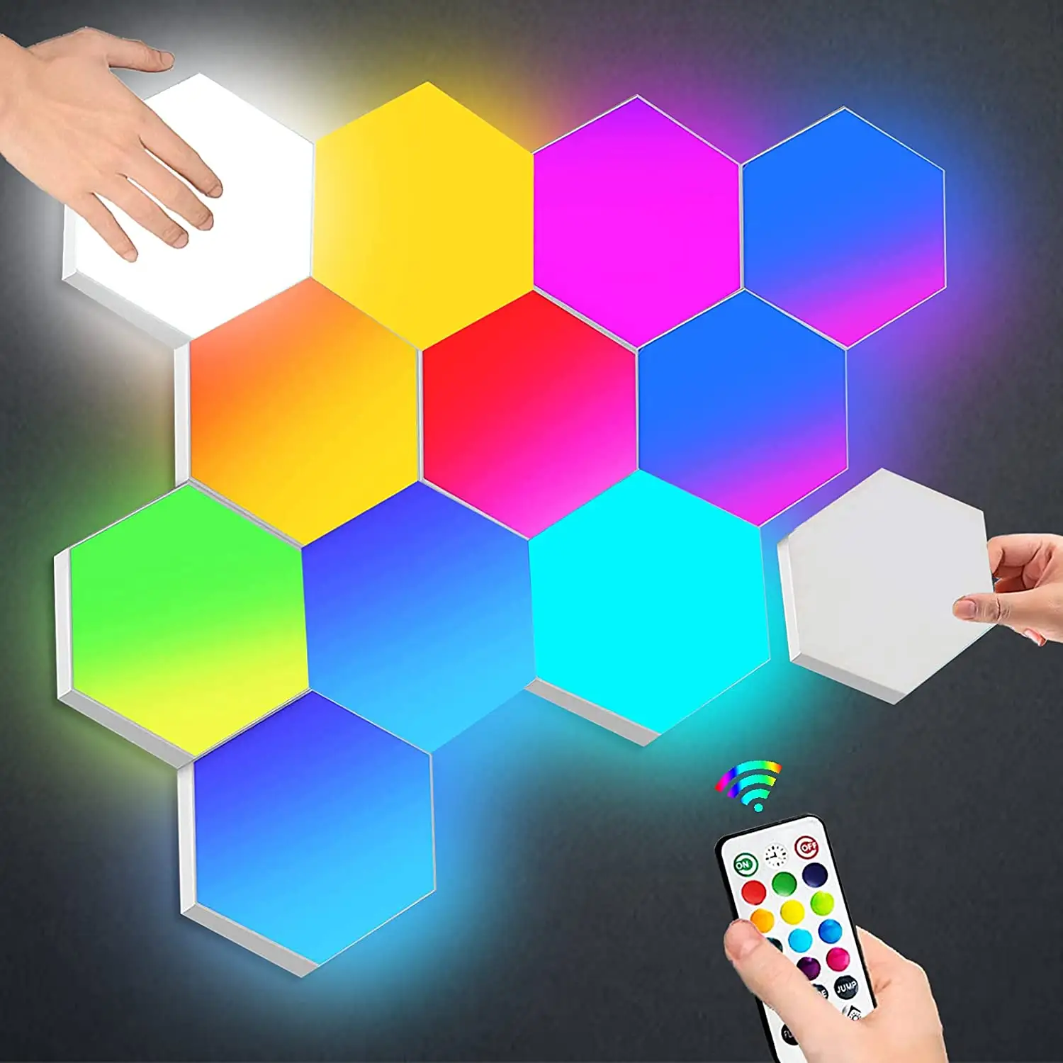 Painel de luz LED inteligente USB para decoração de festas e jogos, painel de luz de parede sensível ao toque, música e jogos, luzes noturnas hexagonais, luminária LED