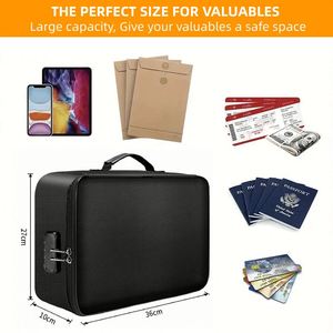 Sac de rangement ignifuge, sac de sécurité pour documents avec serrure, boîte pour cartes familiales, argent, documents, sac organisateur de documents imperméable - Product Image 6