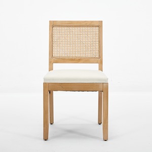 Set di 2 sedie da pranzo in rattan stile rustico con schienale in canna e seduta imbottita, sedia da cucina - Product Image 2