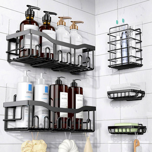 Organisateurs de Bain Anti-Rouille à Grande Capacité, Support de Douche Adhésif avec Porte-Savon et Porte-Brosses à Dents - Product Image 1