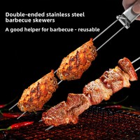 Fourchettes de barbecue semi-automatiques à double tête en acier inoxydable pour fabricants, outils de barbecue d'extérieur portables