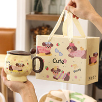 Mug à café en céramique avec dessin de chien teckel mignon, tasse à eau pour le petit-déjeuner, de grande valeur, avec cadeau gratuit
