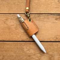 Lanière de cou en cuir PU porte-stylo Logo personnalisé étui à crayons suspendu pochette pour stylo de cou