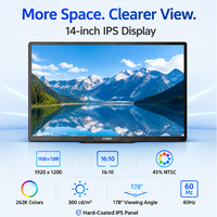 Moniteur portable GetMi haute performance de 14 pouces, écran IPS Full HD, haut-parleurs intégrés pour les présentations en conférence