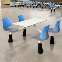 Ensemble table et chaises de cantine scolaire moderne et durable avec table en pierre et siège en plastique empilable 4 places à usage commercial
