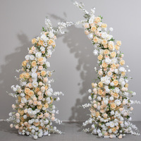 Nuevo Estilo Marco de Cuerno de Buey con Flores Artificiales para Decoración de Fondo de Boda, Flores Falsas para Exhibición en Ventanas de Iglesia, Modelo de Arco para Sala de Exposiciones
