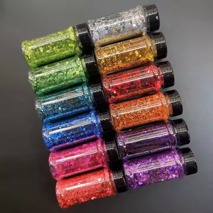 Vente en gros 2025 nouveau 2oz holographique 12 couleurs de qualité cosmétique PET matériel Nail Art cosmétiques hexagone gros paillettes ombre à paupières - Product Image 6