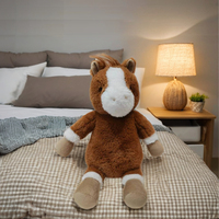 Vente en gros Poupée cheval animal doux et mignon Jouet cheval en peluche personnalisé Remplissage en coton PP lavé pour cadeau d'anniversaire de nouveau-né