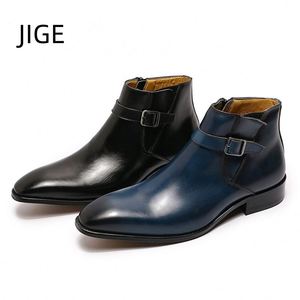 Bottines Chelsea pour homme de grande taille JIGE, en cuir véritable, bottines à la cheville pour homme, chaussures pour homme - Product Image 6