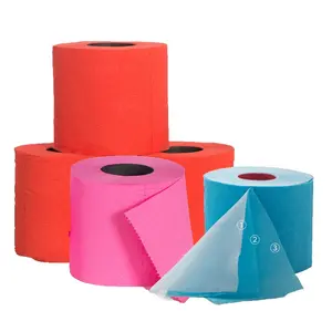 Rouleau de papier hygiénique écologique imprimé en relief pour salle de bain couleur rouge noir vente en gros de papier hygiénique