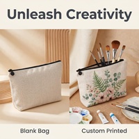 Bolsa de cosméticos de lino Prosub para sublimación, en blanco, con cremallera y correa de muñeca, para recuerdos de despedida de soltera y viajes DIY