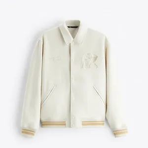 Wholesale Blank Plain Letterman Baseball Custom Embroidery Sleeve Leather Wool Varsity Jacket For Men