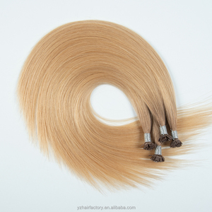 Extensions capillaires bouclées à pointe plate Yuanzhen en gros d'usine, double épaisseur, 100 % cheveux humains russes, extensions à pointe kératine - Product Image 3