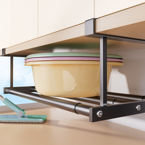 Extendable Washbasin Storage Rack Rectangle Hook Type Hanging Cabinet Organizer Bathroom Vanity Under Tier - Product Image 1