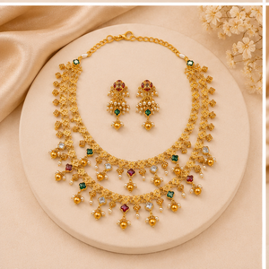 Ensemble collier et boucles d'oreilles pour femme en or plaqué or 22 carats, avec pendentif en moissanite naturelle, pour mariage - Product Image 6
