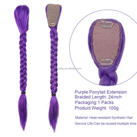 Extensions de cheveux tressés violets de 24 pouces pour enfants, cosplay, longues tresses violettes pour enfants, utilisation pour les fêtes de Noël, perruque de cheveux violets
