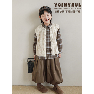 Gilet <span class=keywords><strong>pull</strong></span> à col roulé rétro pour garçons automne nouveau Cardigan tricoté pour enfants beau - Product Image 3