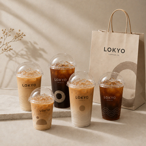 Gobelets à thé au lait LOKYO en PET de 24 oz, 12 oz, 16 oz, avec logo personnalisé, en forme de U, pour boissons froides, gobelets en plastique jetables pour café avec couvercle - Product Image 6
