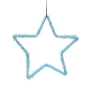 Décorations suspendues de Noël en peluche étoile et plume de chérubin-Carillon éolien festif et ornements de pentagramme pour arbre et maison - Product Image 5