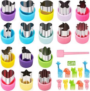 Mini juego de cortadores de frutas y verduras, tenedores de animales con forma de comida pequeña para niños, corte de galletas para hornear - Product Image 3