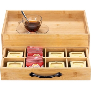Bamboo Kitchen Utensil Organizer With <b>Drawer</b> Coffee Bag <b>Storage</b> <b>Box</b> Bamboo Tea Bag <b>Storage</b> <b>Box</b> - Product Image 4