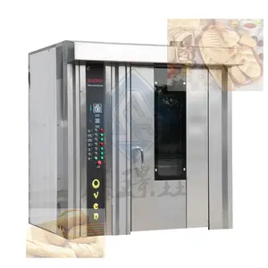 gas industrial electric biscuit cake bread factory bakery kitchen rotary 16/32/64 bread baking oven fully automatic rotary oven