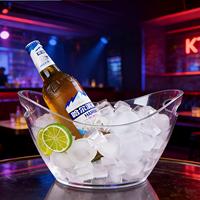 Seau à glace transparent grande capacité en plastique 2,5L/4L/8L/12L avec doubles poignées, bac à boissons réfrigérant pour bar, club, fête, restaurant