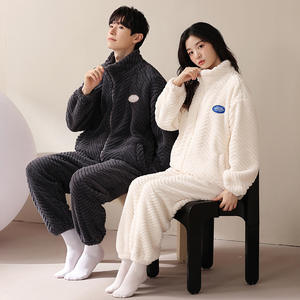 Pijamas para Parejas, Forradas de Felpa, Gruesas, de Felpa de Coral, Ropa de Casa, Primavera y Otoño para Mujer, Traje de Abrigo para Hombre Adolescente - Product Image 2