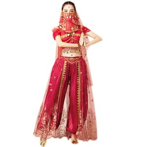 Disfraz de <span class=keywords><strong>Princesa</strong></span> Jazmín de <span class=keywords><strong>Aladdin</strong></span> para Mujer, Conjunto Completo de Falda para Baile Bollywood, Halloween, Cosplay, Actuación, Película, Disfraces de Manga Larga - Product Image 2