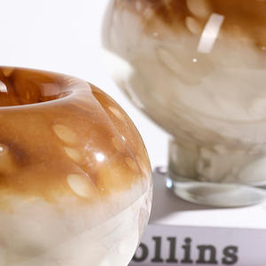 Nordic Medieval High-foot Glass Vase with Gradient Colored Glaze Coastal Desktop <b>Flower</b> <b>Ornaments</b> Decorations Mushroom Style - Product Image 3