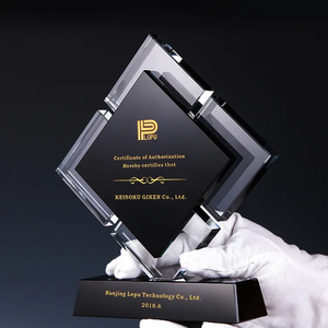 Trofeo de cristal negro cuadrado <span class=keywords><strong>simple</strong></span> al por mayor, premios con logotipo personalizado tallado con impresión UV - Product Image 3