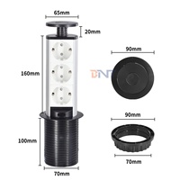 Prise de table escamotable intelligente moderne en alliage d'aluminium blanc, 3 prises, 3 ports de sortie EU, courant nominal 16A, IP44