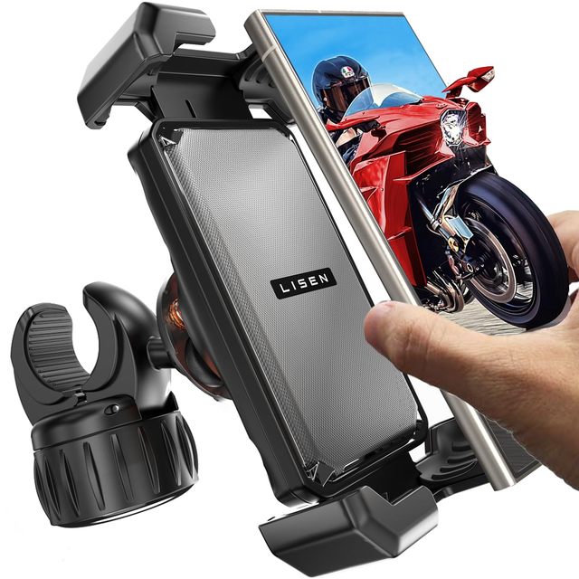 LISEN Anti Vibration Motorcycle Phone Holder 360 Rotation Waterproof Cradle Mount for MTB Scooter Electric Bike All Smartphones