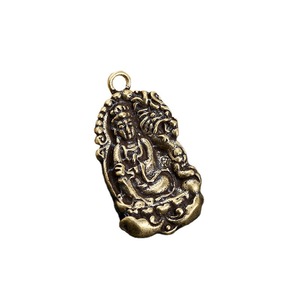 Pendentif Bouddha en laiton 46x27mm, style antique, porte-clés de voiture, étiquette décorative - Product Image 5