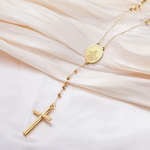 Collier long Myshape Vierge <span class=keywords><strong>Marie</strong></span> Croix, Chaîne de pull Saint <span class=keywords><strong>Christophe</strong></span>, Pendentif Croix Religieuse, Bijoux en Acier Inoxydable - Product Image 2
